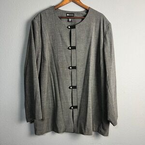 Maggie Barnes Gray Chinese‎ Frog Button Blazer Jacket Plus Size 3X Career Office